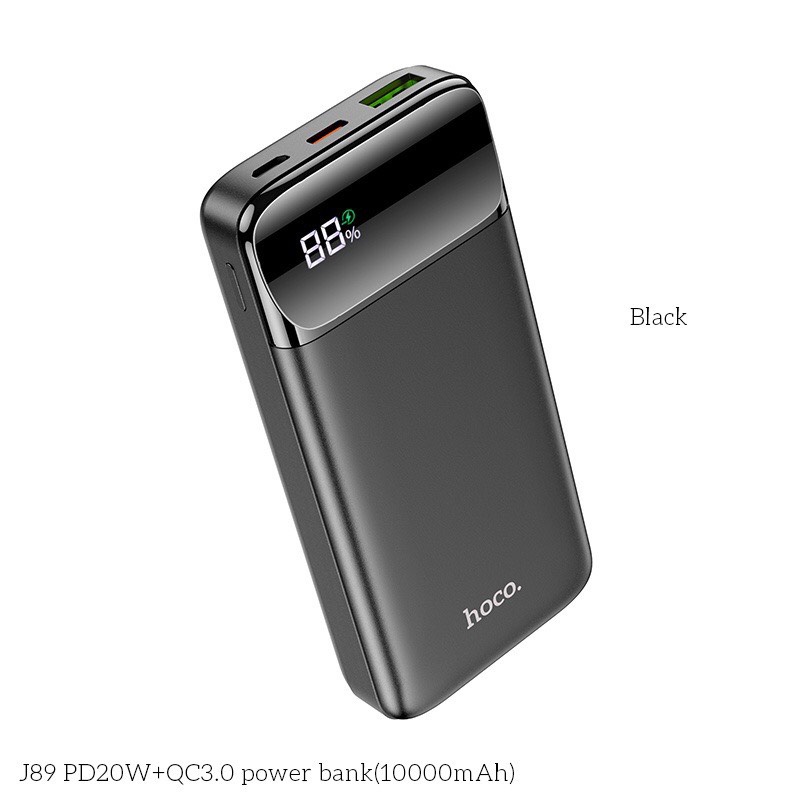 Pin sạc dự phòng Hoco J89 10000mah sạc nhanh 3A PD 20W có đèn led hiển thị phân trăm pin hàng chính hãng.