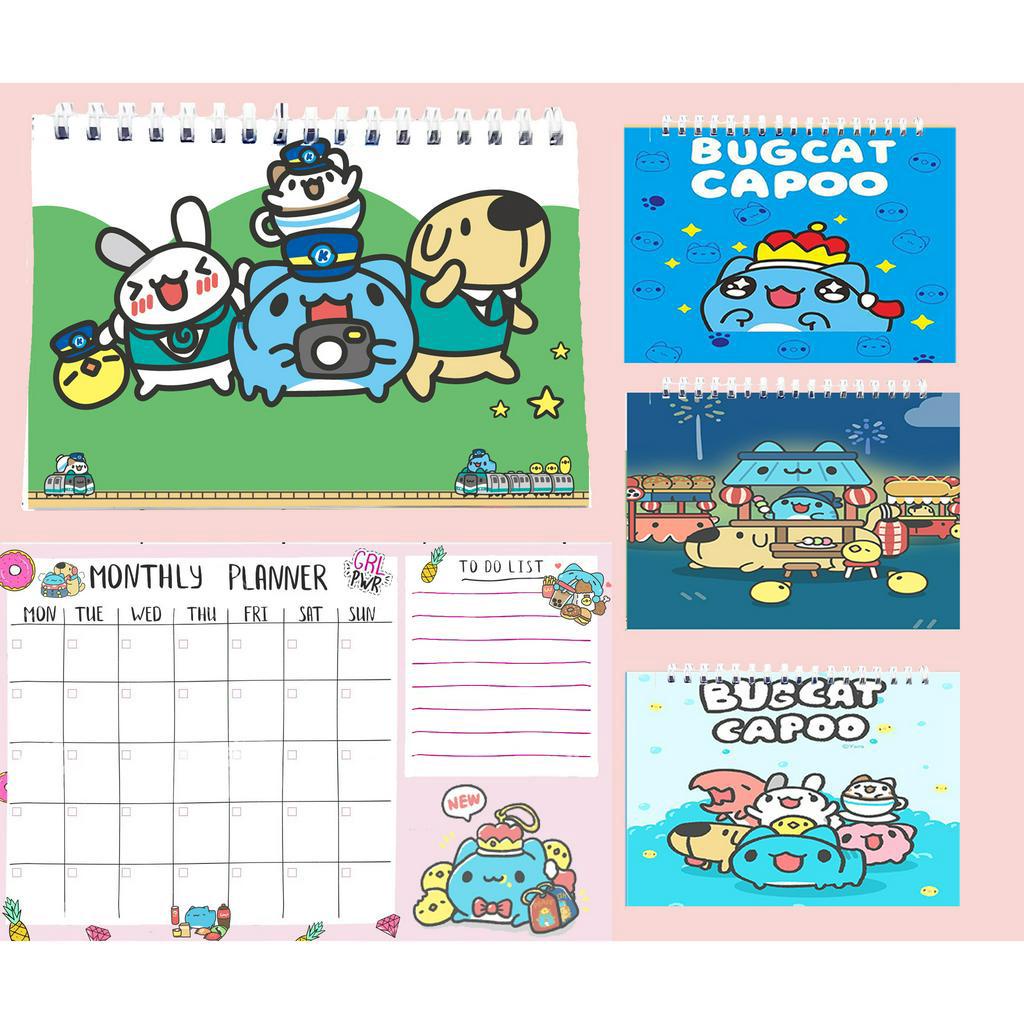 Sổ kế hoạch tháng mèo capoo MPI36 Monthly Planner army 12 trang hoạt hình cute thần tượng