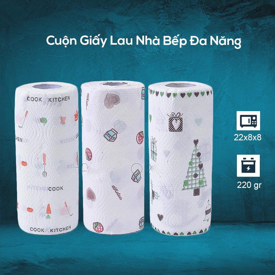 Cuộn Giấy Lau Nhà Bếp Đa Năng – Tờ Màu Trắng Có Thể Giặt Được Loại 20cm