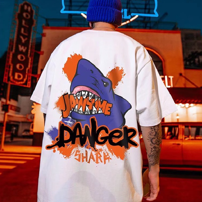 Áo Thun Mùa Hè Dáng Rộng In Họa Tiết Hoạt Hình Phong Cách Hip Hop Nhật Bản Cho Nam Giới Có Size M-8XL