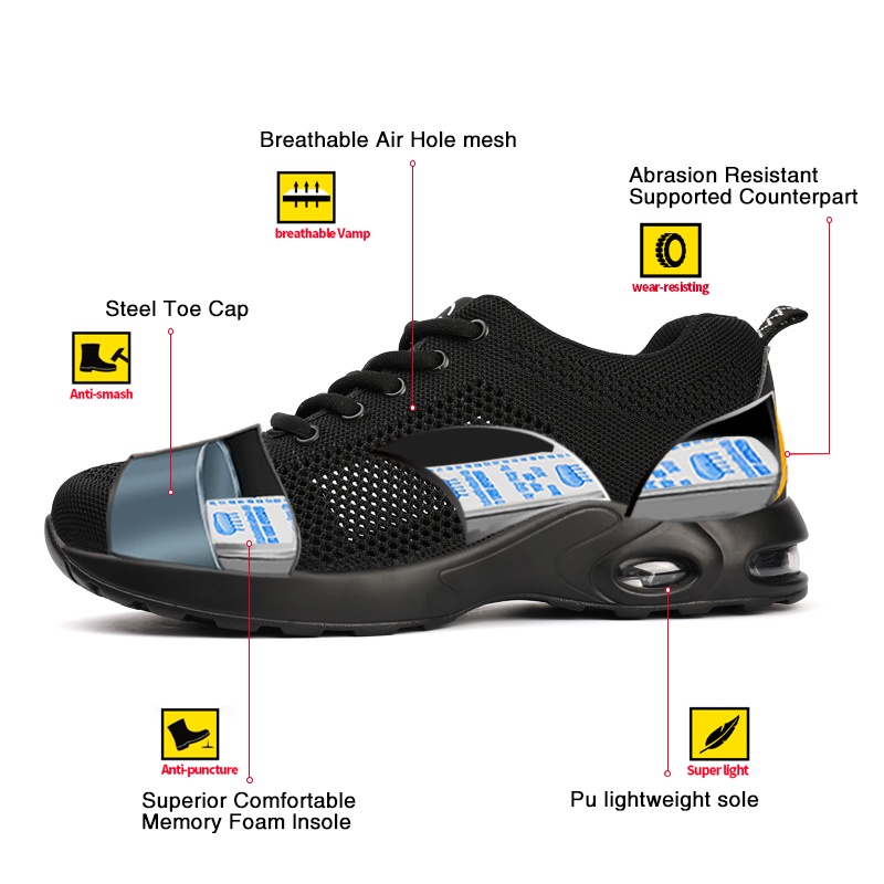 Giày bảo hộ lao động GUYISA an toàn ngón chân thép thoáng khí dành cho nam giới