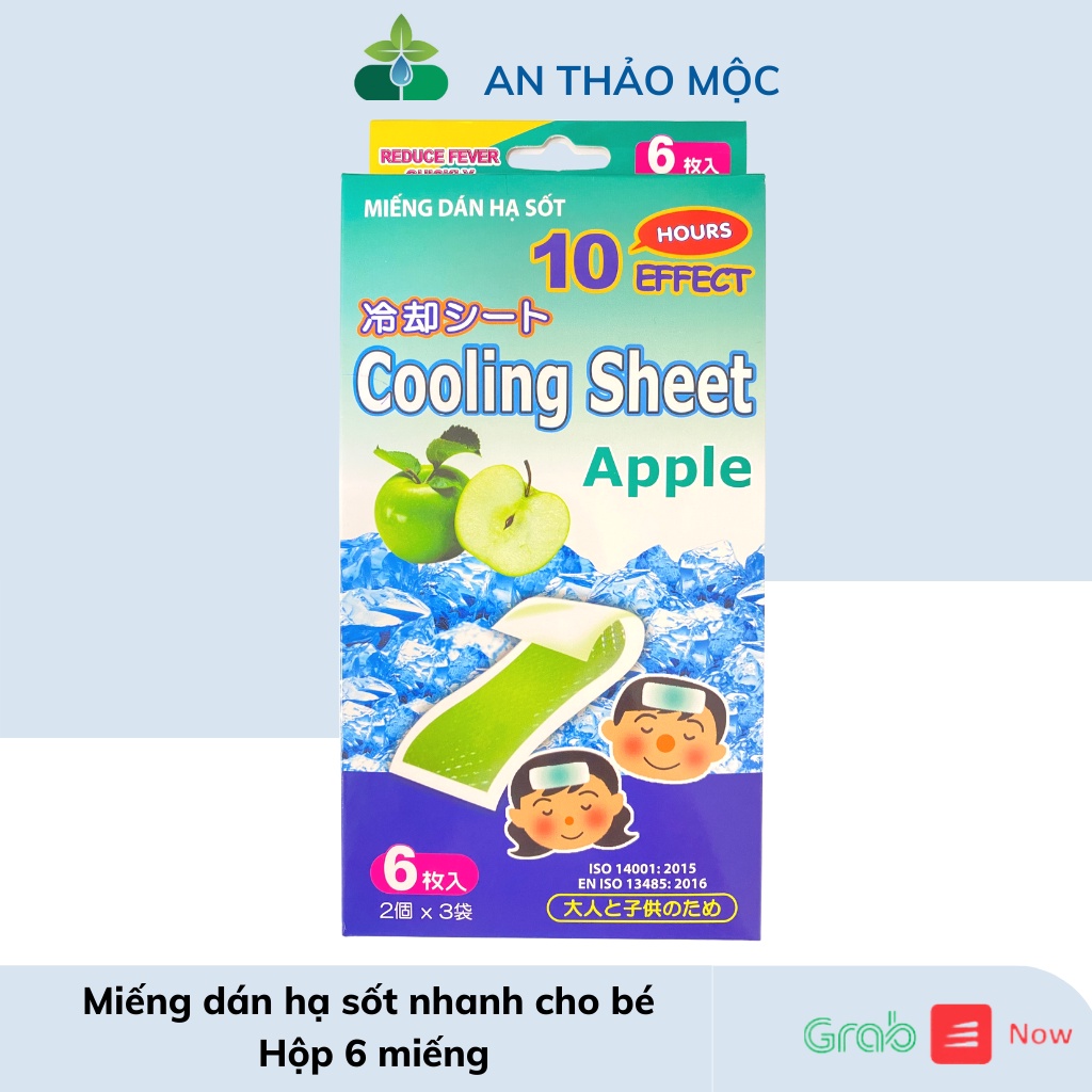 Miếng dán hạ sốt nhanh cho bé từ sơ sinh.Miếng dán Cooling sheet hương táo.anthaomoc