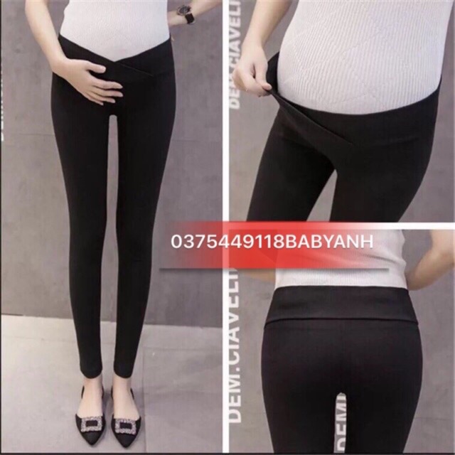 Quần bầu legging cạp chéo chất cotton