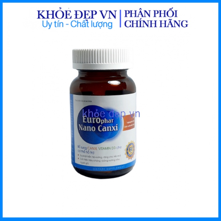 Viên uống Nano Canxi Vitamin K2 D3 bổ sung canxi, hỗ trợ phát triển xương và chống loãng xương – Hộp 60 viên