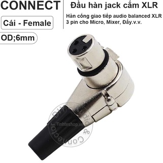 Đầu hàn jack canon XLR vuông góc OD 3.5mm - 6mm - XLR female solder connector