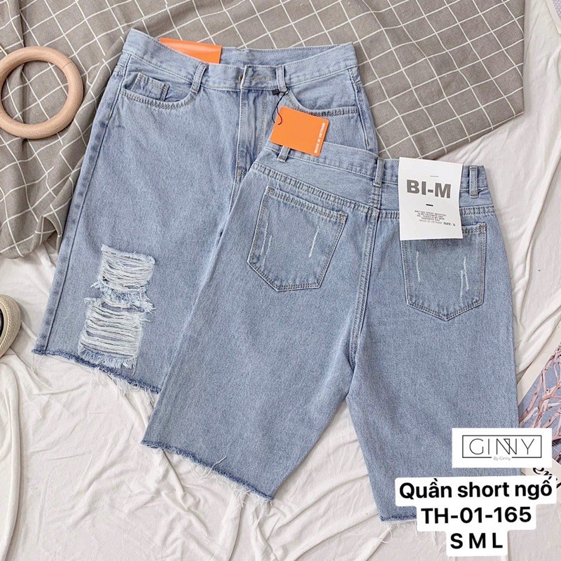 Quần Short Jean Nữ TH 01 | Jean Rách Cá Tính | GinHouse Shop