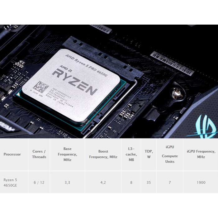 CPU AMD Ryzen 5 PRO 4650G 11MB, 3.7Ghz upto 4.2Ghz CORE 6/12 MPK (Socket AM4) (CPU Chính hãng - KO BOX - TẶNG TẢN)