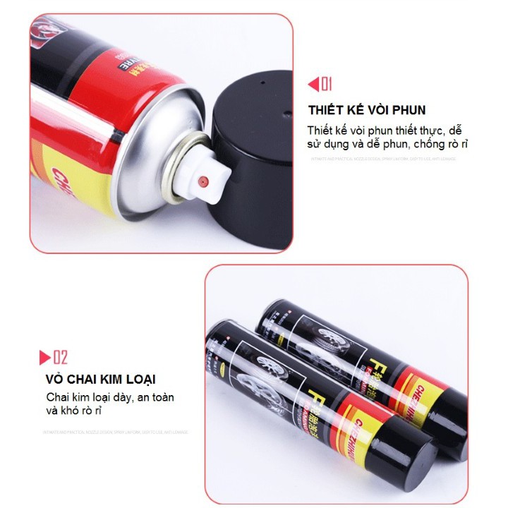 Bình Xịt Làm Mới Và Bảo Vệ Lốp Xe Cao Cấp 650Ml