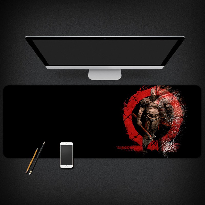 Tấm Lót Chuột Cỡ Lớn Họa Tiết God of War 4, bo viền chắc chắn, chống trơn trượt
