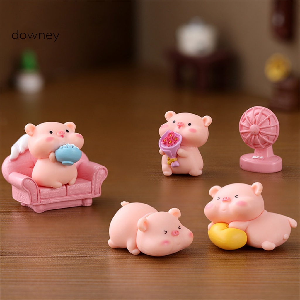 Set 6 Tượng Heo Con Mini Trang Trí Bắt Mắt