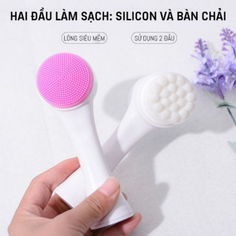 Cọ rửa mặt 2 đầu silicon giúp thư giãn và làm sạch da sâu