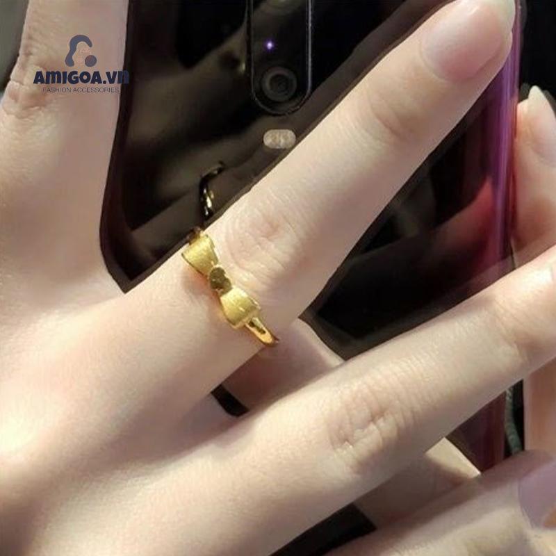 ✨✨Nhẫn Đeo Ngón Tay Kiểu Hở Hình Nơ Bằng Kim Loại Phong Cách Mới 2022 Thiết Kế Đơn Giản Độc Đáo Cho Nữ