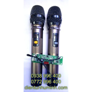 Cặp Mic Loa Kéo Không Dây Cao Cấp Màu Xám Khói