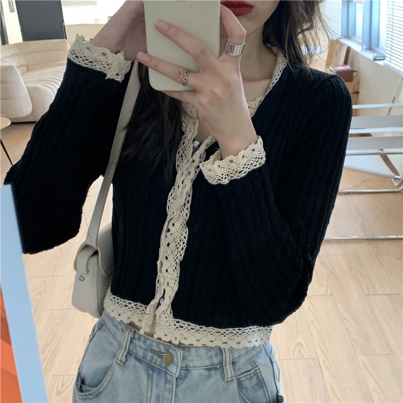 Áo Khoác Cardigan Dệt Kim Tay Dài Viền Ren Kiểu Retro Thời Trang Cho Nữ 8 Màu Lựa Chọn | BigBuy360 - bigbuy360.vn