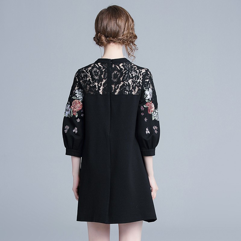 Real Shot Women's High Quality Embroidered Lace Paneled Mini Party Dress | BigBuy360 - bigbuy360.vn