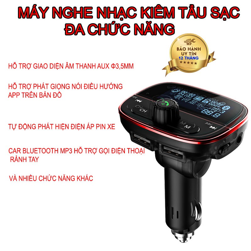 Tẩu Sạc Nhanh Ô Tô QC3.0,Car Bluetooth MP3 Hyundai HY-89 2  Hỗ Trợ Giọng Nói Đa Chức Năng