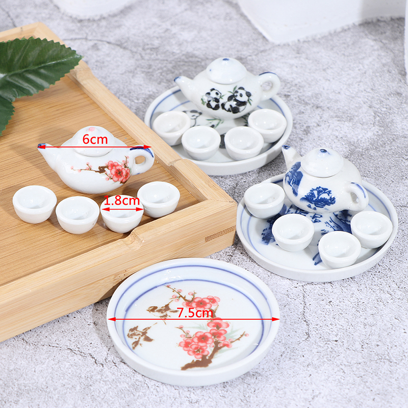 Set 6 Bộ Ấm Trà Bằng Gốm Cho Nhà Búp Bê