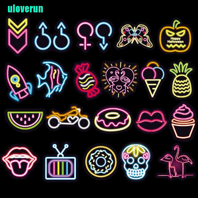 Set 100 Miếng Dán Màu Neon Dễ Thương Trang Trí Hành Lý DIY