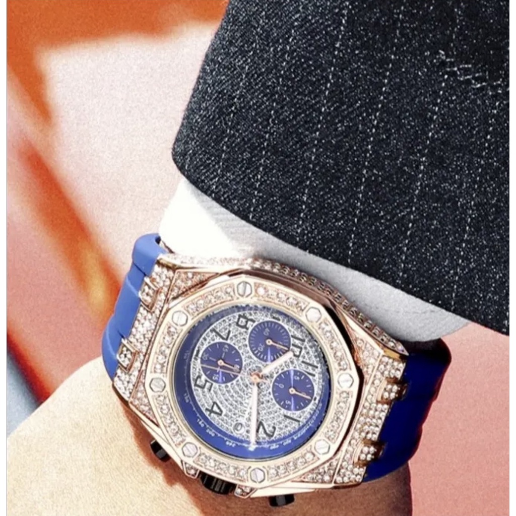 Đồng Hồ Nam Pin Time Chính Hãng Phiên Bản Đính Đá Size 41mm Chạy 3 Máy 6 Kim Dây Thơm Hương Vani