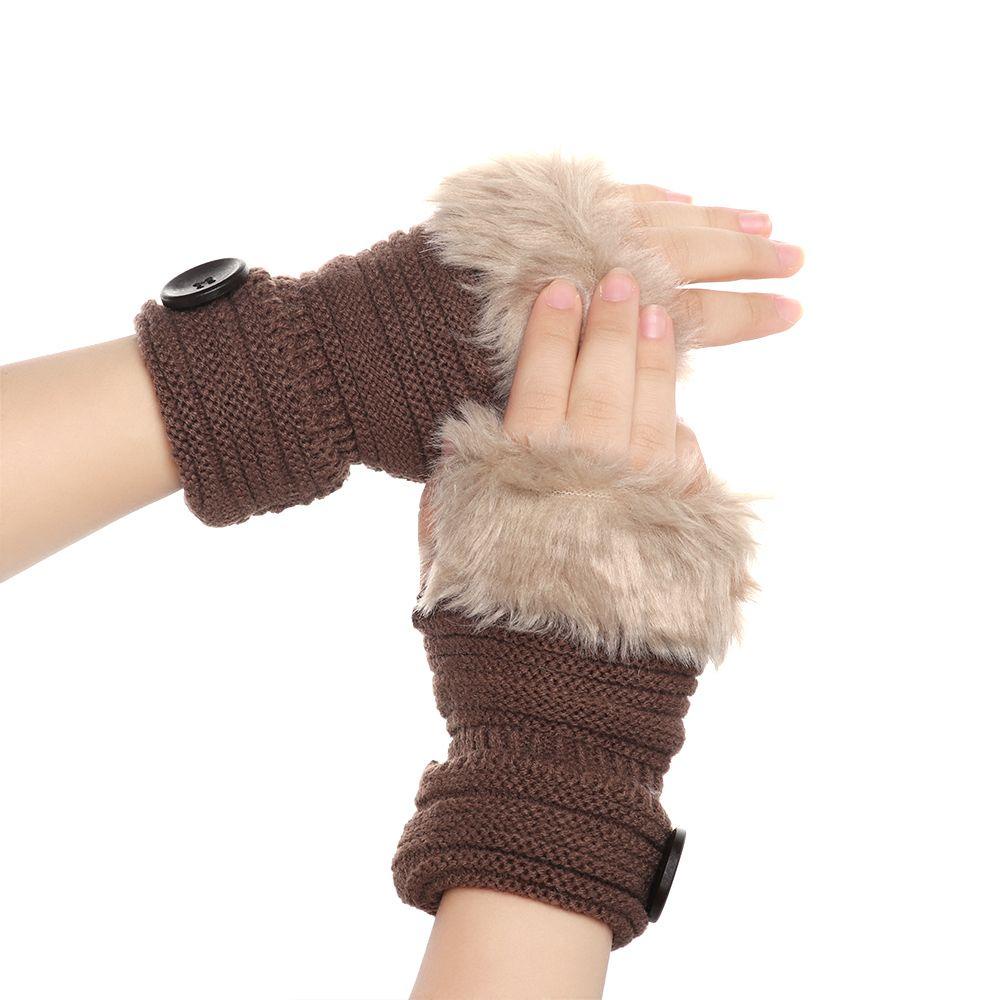 Găng Tay Dệt Kim Dày Mềm Mại Co Giãn Giữ Ấm Cánh Tay