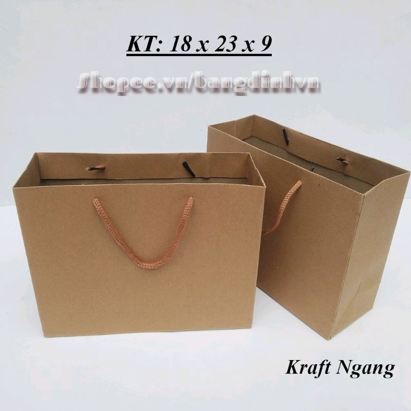 Túi Giấy kraft Combo 50c túi giấy đựng quà - túi giấy có quai  - túi quà tặng 19 x 24 x 8