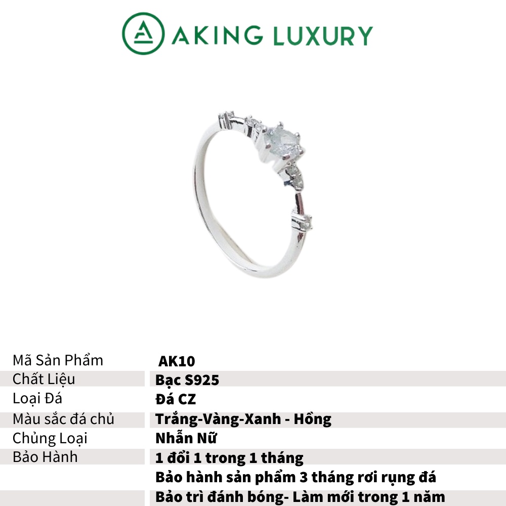 Nhẫn bạc nữ AKING LUXURY AK10 cao cấp, nhẫn nữ đính đá tinh tế như những ngôi sao trên ngón tay. Nhẫn mới nhất 2021