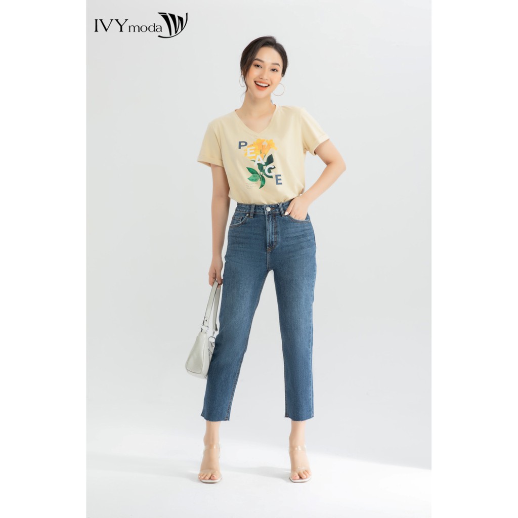 Áo thun nữ cổ V in hình IVY moda MS 57T0024