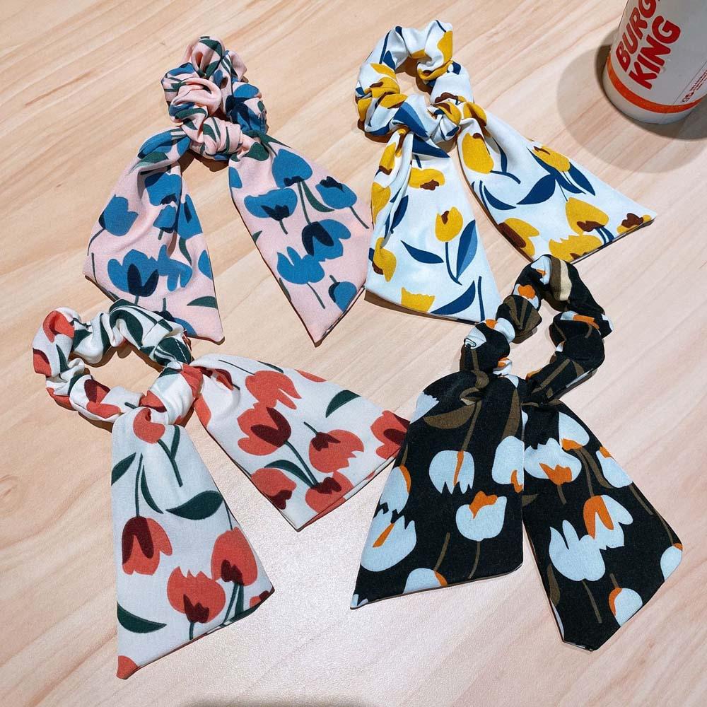 IVORY Dây Buộc Tóc Hoa Tulips Phong Cách Retro Hàn Quốc Cho Nữ