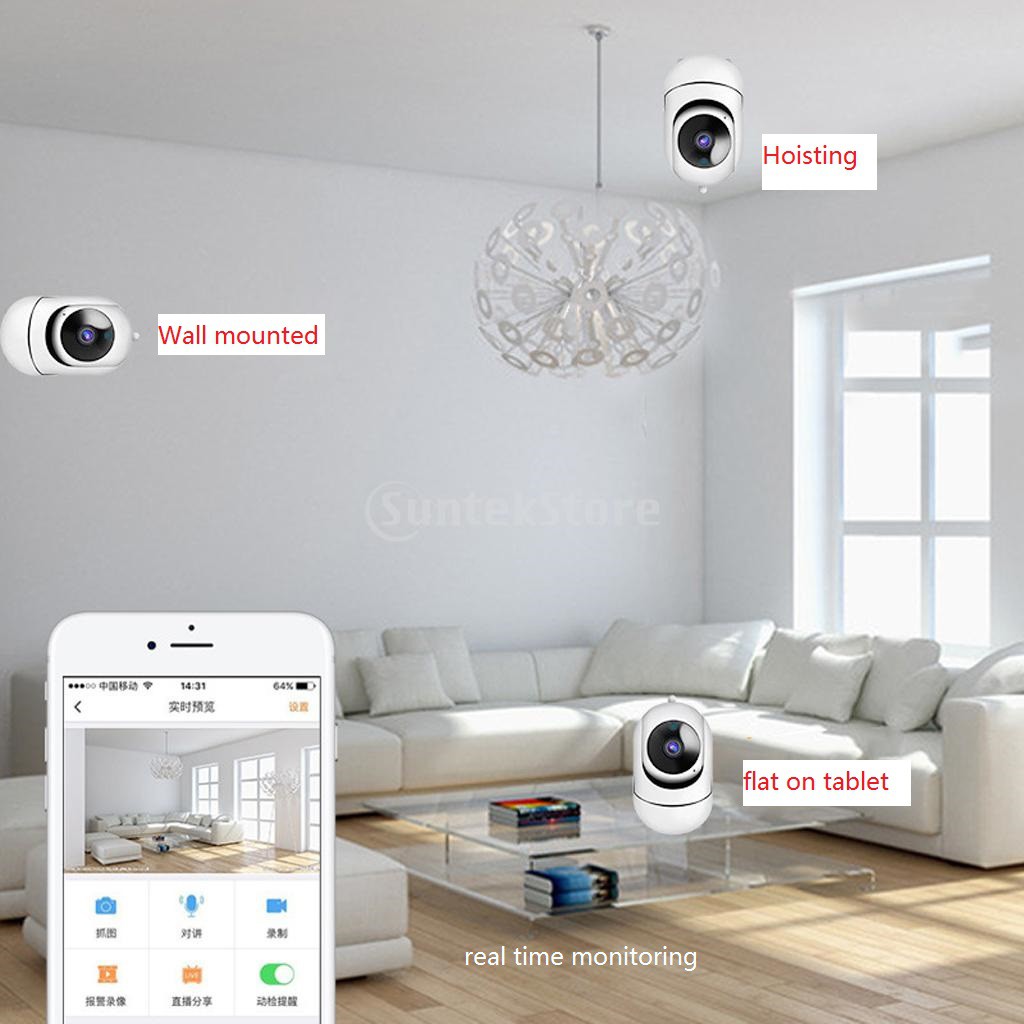 Camera Quan Sát 8GB Ký ức 360 Độ Bắt Báo động điện thoại wifi từ xa full HD 1080P PK Xiaomi Mi Home 360° 1080P QDJ4041GL