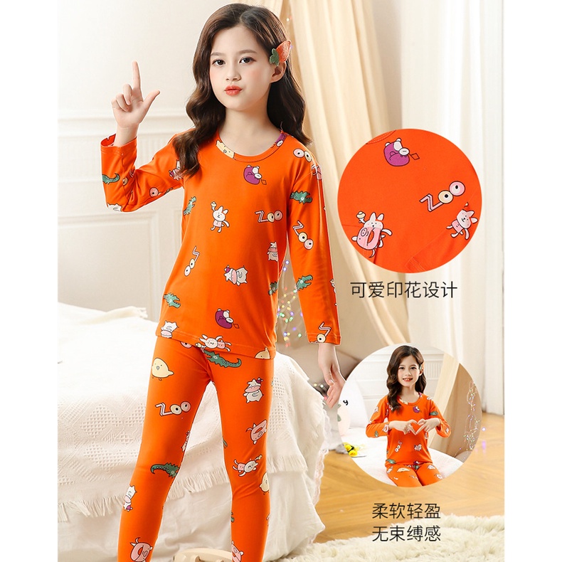 Bộ Đồ Ngủ Tay Dài Vải Lụa Mỏng Thời Trang Xuân Thu Cho Bé 100-160cm