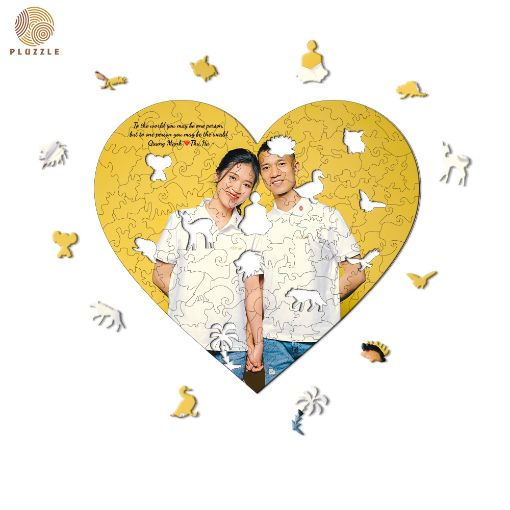 Tranh Ghép Hình Gỗ In Theo Yêu Cầu, Bộ xếp hình gỗ PLUZZLE TẶNG KÈM KEO DÁN