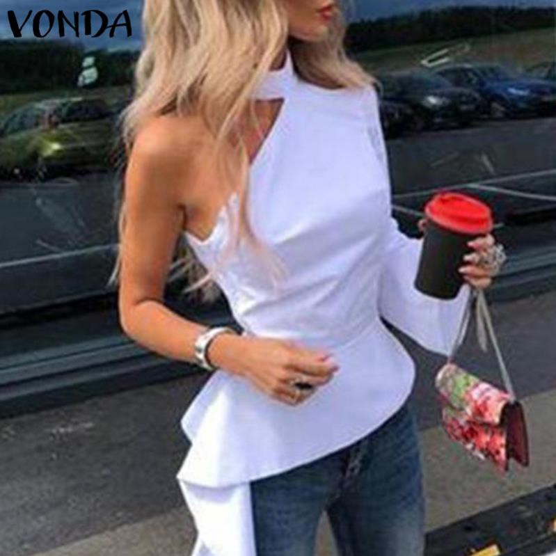 Áo Kiểu VONDA Cổ Áo Choker Một Tay Hở Vai Không Đồng Đều Quyến Rũ Dành Cho Nữ Đẹp