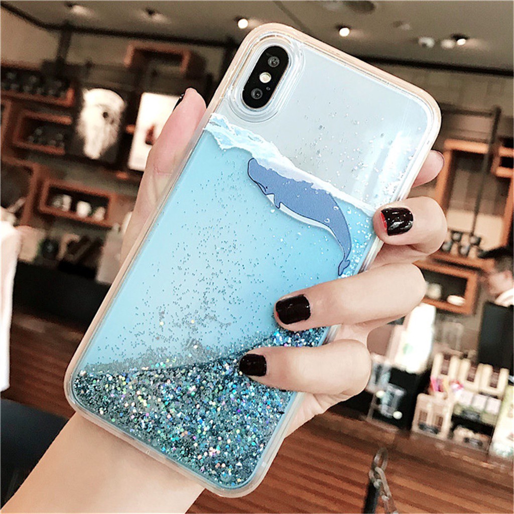 Ốp Điện Thoại Cát Chảy Hình Cá Heo Cho iPhone 14 13 12 11 Pro Max Mini 12Pro 13Pro 14Pro 14Plus 6 6S 7 8 Plus X XR XS Max
