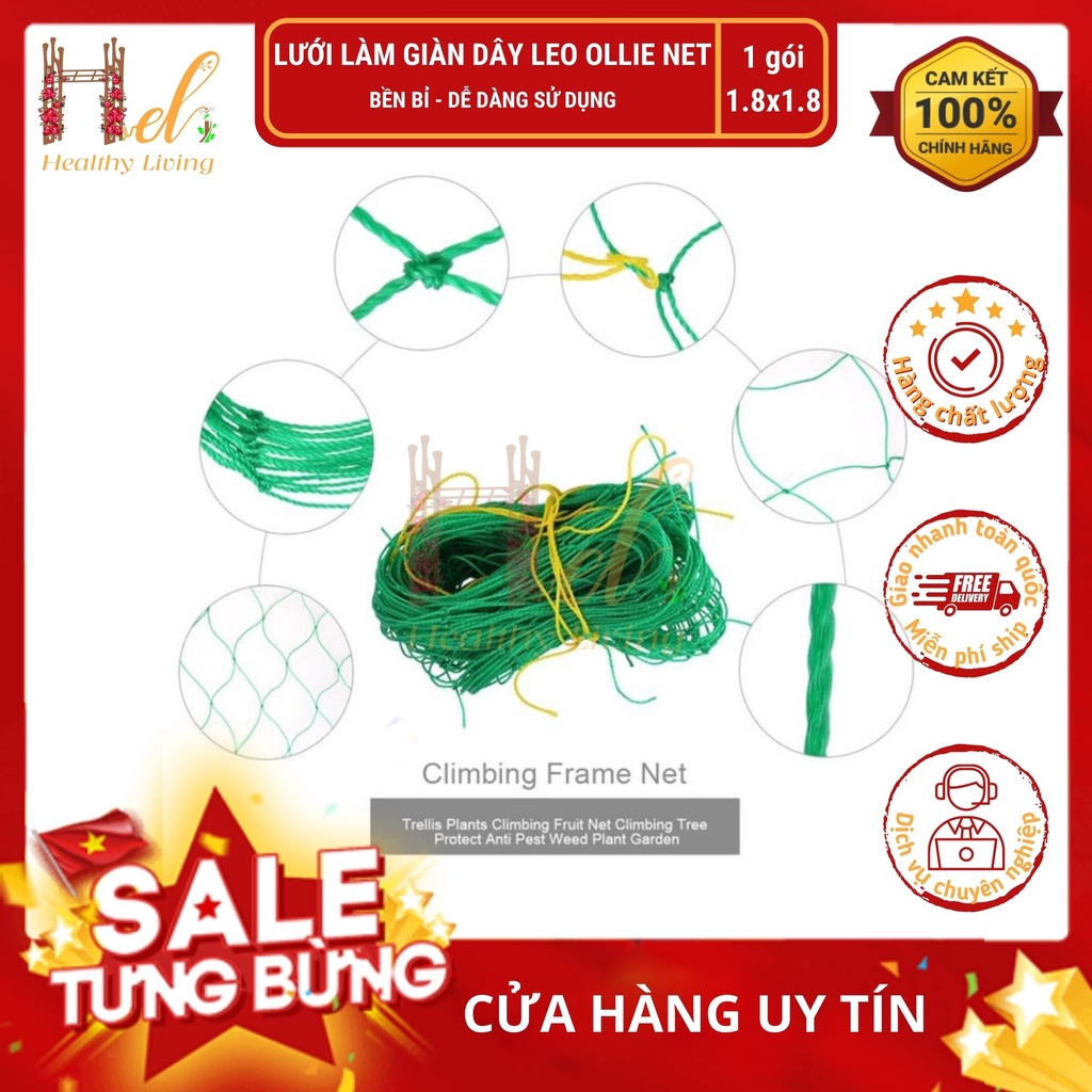 Lưới Làm Giàn Dây Leo (1,8m x 1,8m) Lưới Làm Giàn Dưa Leo, Hoa, Đậu Leo, Giàn Cây Bền Chắc