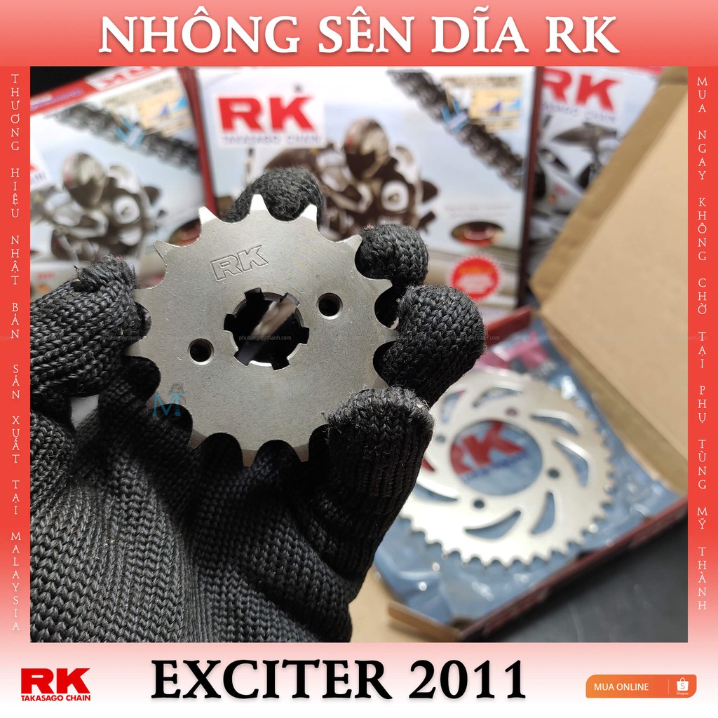 Nhông sên dĩa RK xe Exciter 135 đời 2011-2014 chính hiệu