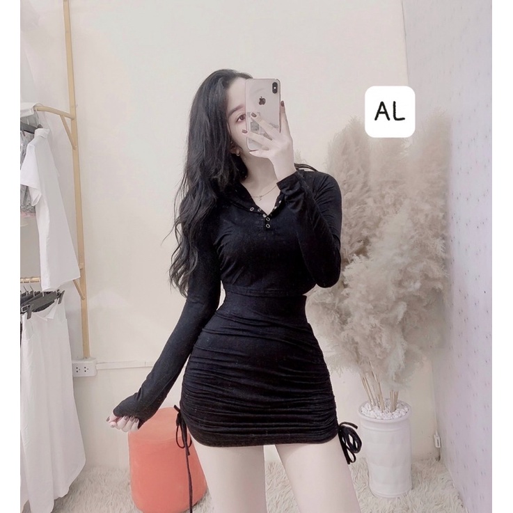 Set dài tay chân váy có mũ