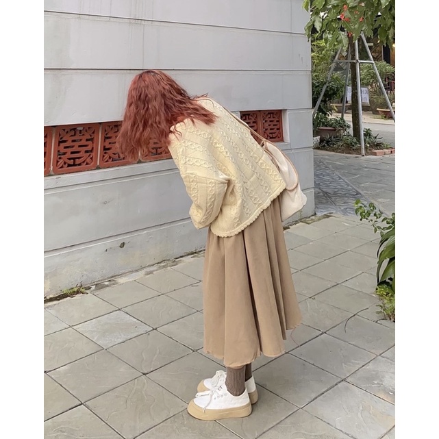 Chân váy dáng dài chất mặt nhung dày dặn không nhăn