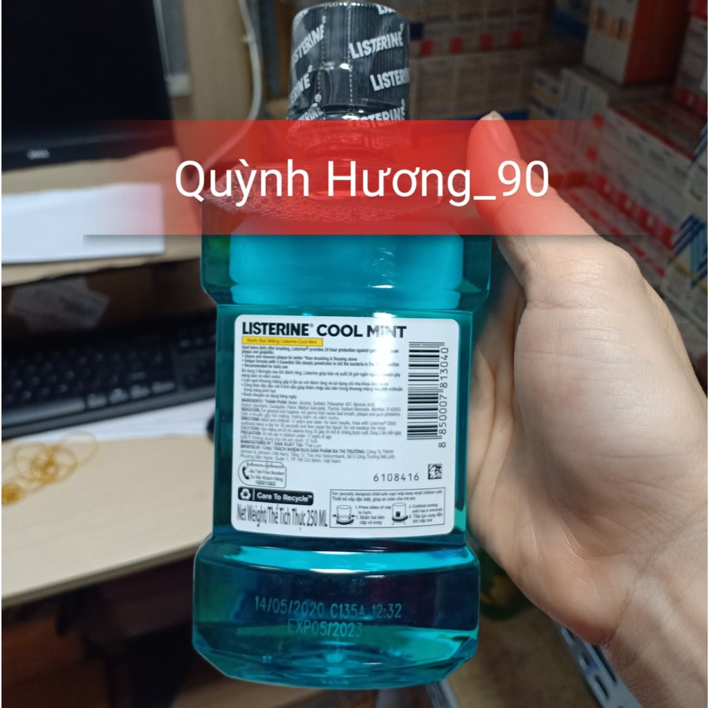 Nước súc miệng LISTERINE Cool mint 250ml cho hơi thở thơm mát