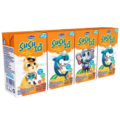 Lốc 4 Hộp Sữa chua uống Susu Dâu/Cam IQ 110ml