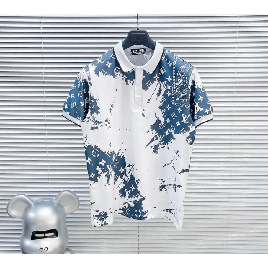 bigsize Áo thun polo L V xanh loang đẹp bigsize nam