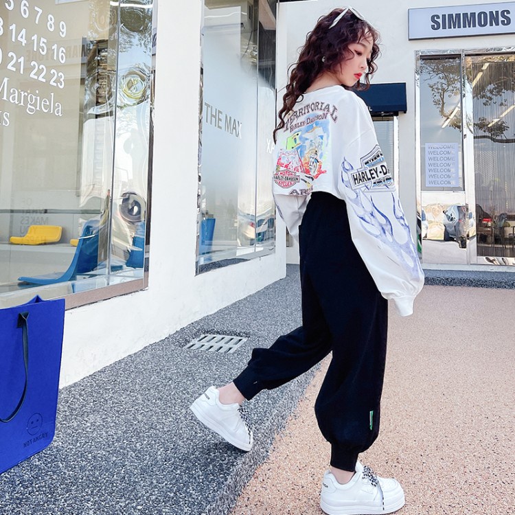 Set Đồ Nhảy Hip Hop Đường Phố Dài Tay Phong Cách Châu Âu Mẫu Mới 2022 Cho Bé Gái