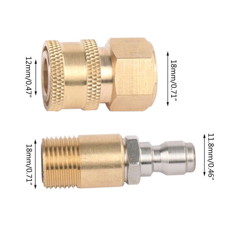 Set 2 Đầu Nối Vòi Xịt Nước Áp Suất Lớn Bằng Đồng Chống Ăn Mòn