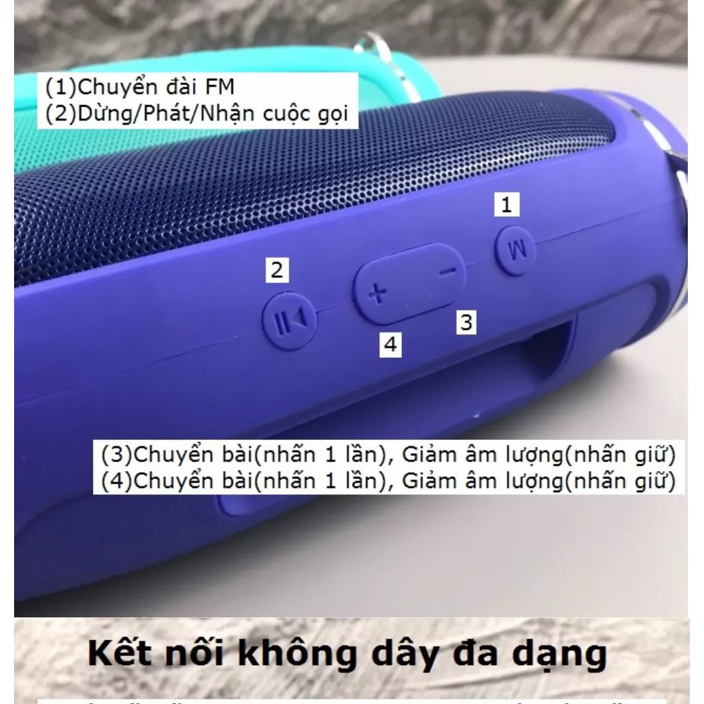 Loa Bluetooth JBL Charge 4+ Mini bass tốt khoẻ, tặng kèm dây đeo dung lượng pin 6000mah