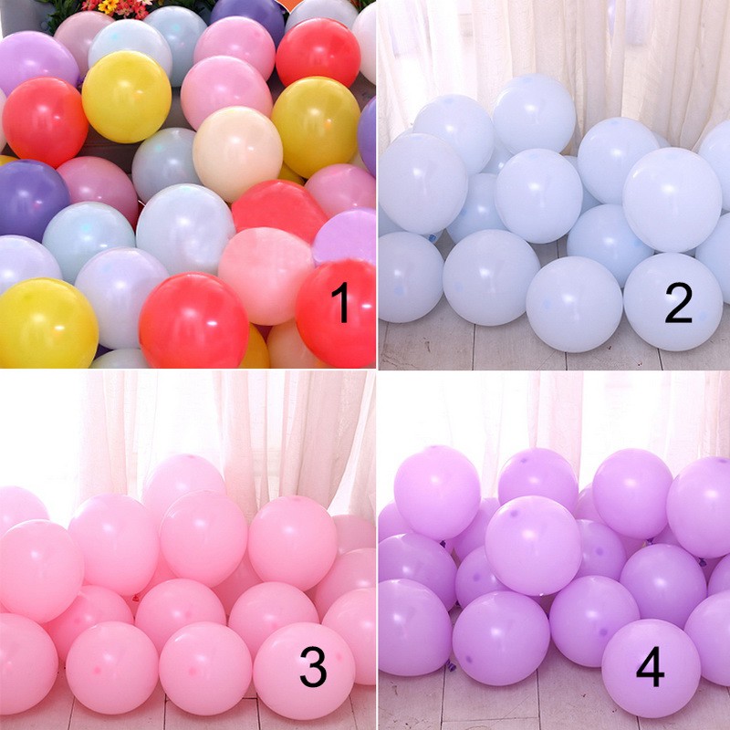 Set 100 bong bóng cao su màu sắc ngọt ngào kích thước 10 inch dùng để trang trí tiệc cưới / sinh nhật