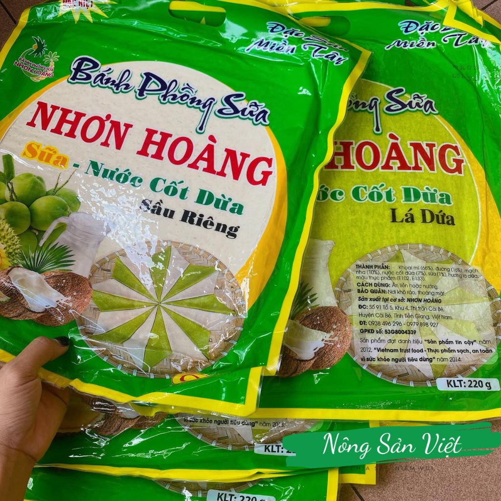Bánh phồng sữa nước cốt dừa Nhơn Hoàng  bánh tráng sữa dừa lá dứa sầu riêng - 14021191