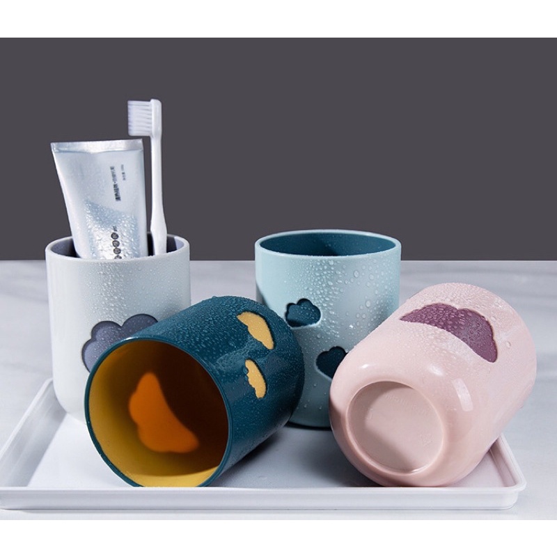Ly cốc nhựa 2 lớp hình đám mây - Cốc nhựa uống nước, đựng nước đánh răng hình đám mây dễ thương nhiều màu 400ml