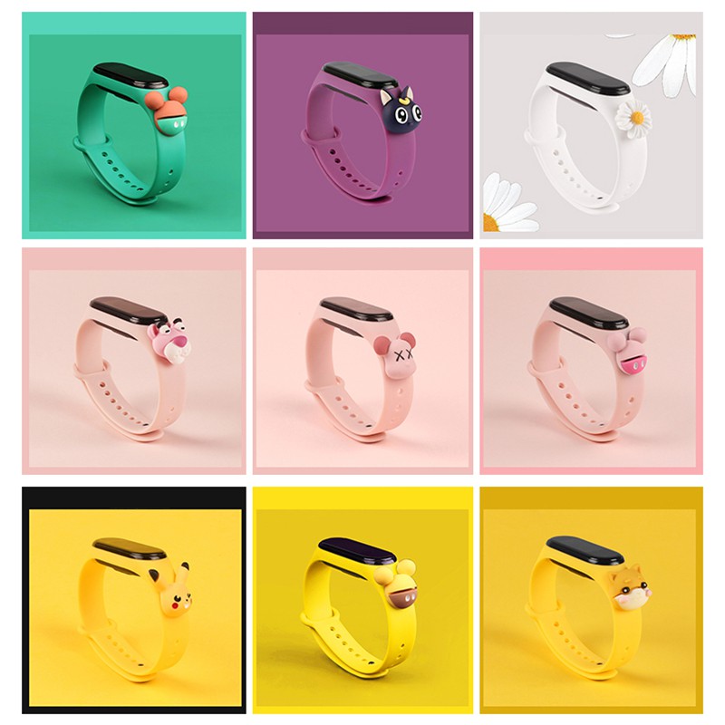 Dây Đồng Hồ Bằng Cao Su Thay Thế Hình Disney Mickey Pikachu Cho Xiaomi Miband 3 Miband 4 Chất Lượng Cao