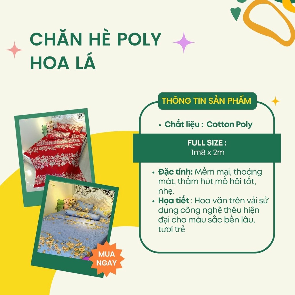 Chăn hè m8x2m chăn mùa hè, chăn hè thu poly hoa lá An Như Bedding