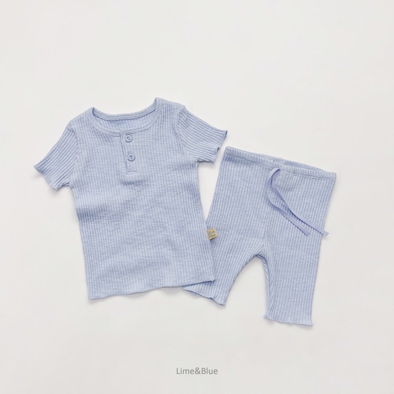 Bộ rời thun gân 2 cúc Lime&Blue