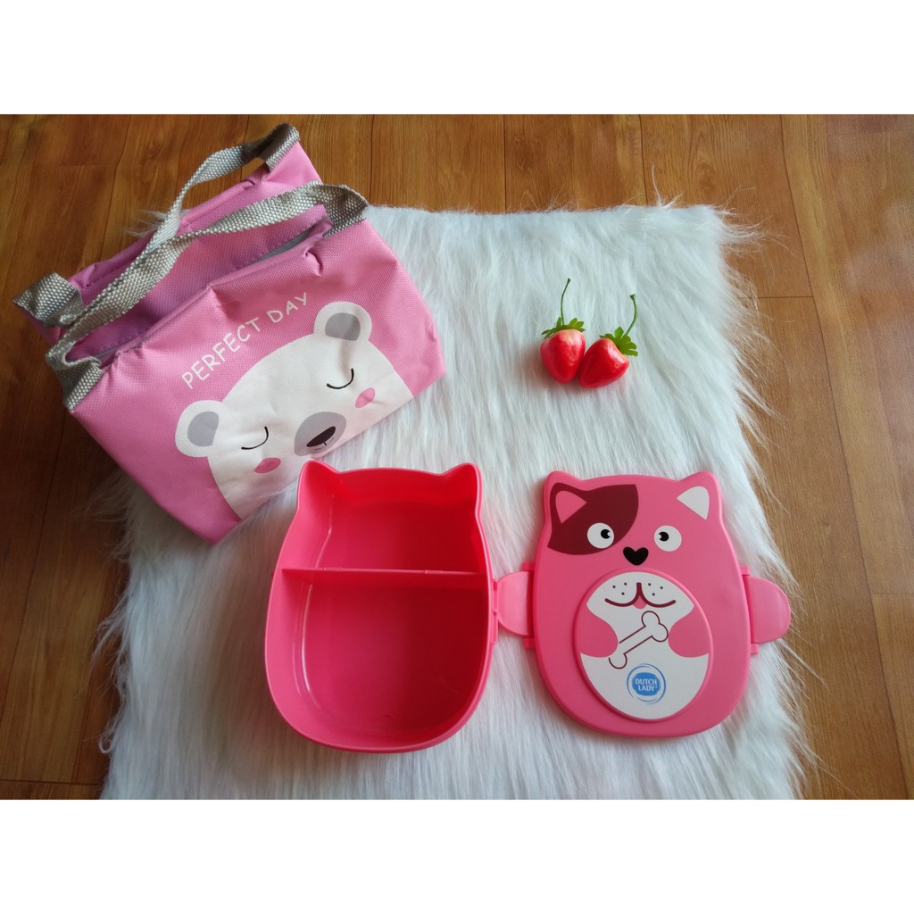 [Hình thật] Hộp Cơm Bento Xinh 2 Ngăn dễ thương Quai gài chắc chắn chống đổ thức ăn